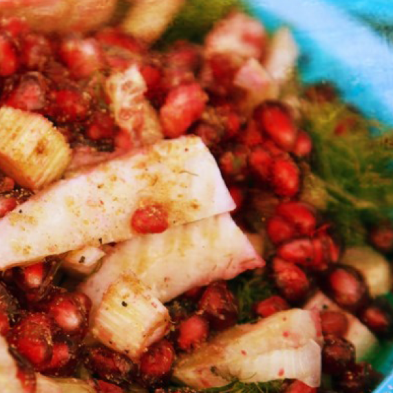 Fennel, granat epli og ólífuolía