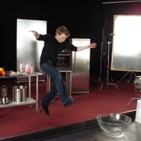 Myndir frá tökum á pepperoni auglýsingu.