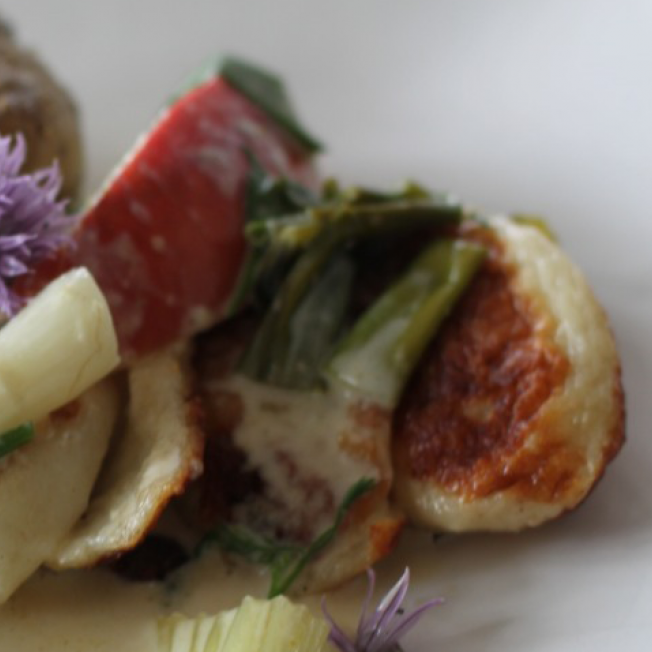 Fiskibollur með kókós, eplum og vorlauk