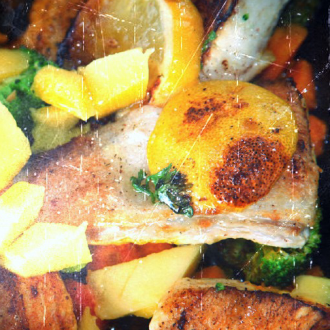 Fiskur á pönnu með mangó