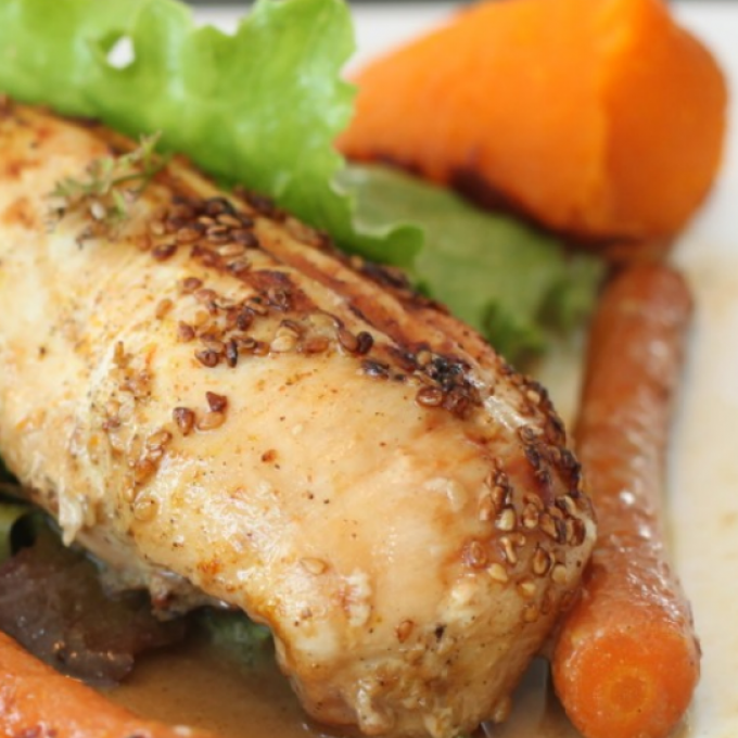 Sesam gljáð kjúklingabringa