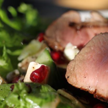 Grísalund með grilluðum sætum kartöflum