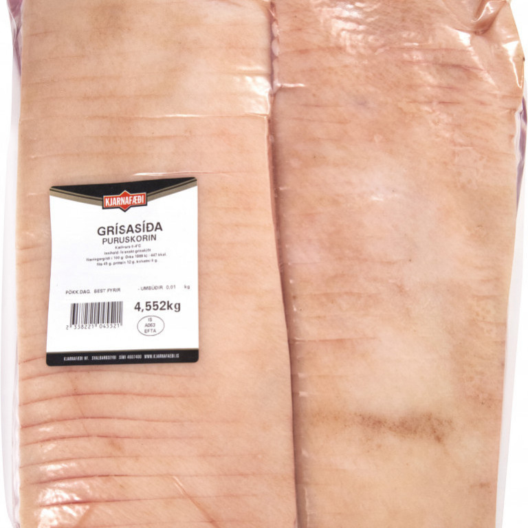 Grísasíða skorið í puru