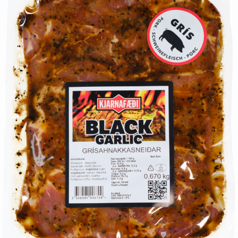 Grísahnakkasneiðar Black Garlic